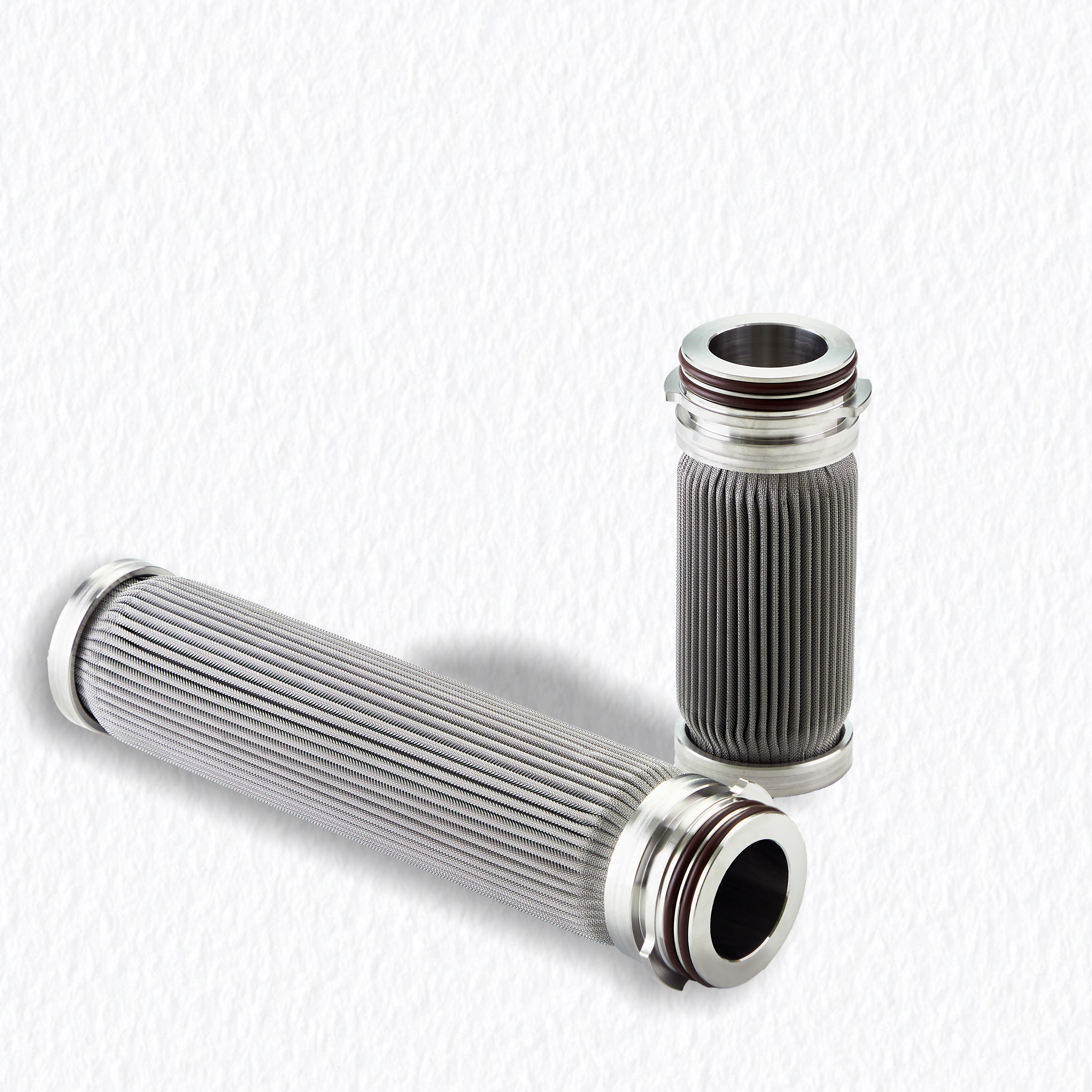 Side view of cylindrical Sintered Stainless Steel Filter Cartridges designed for polymer melt and resin filtration applications.