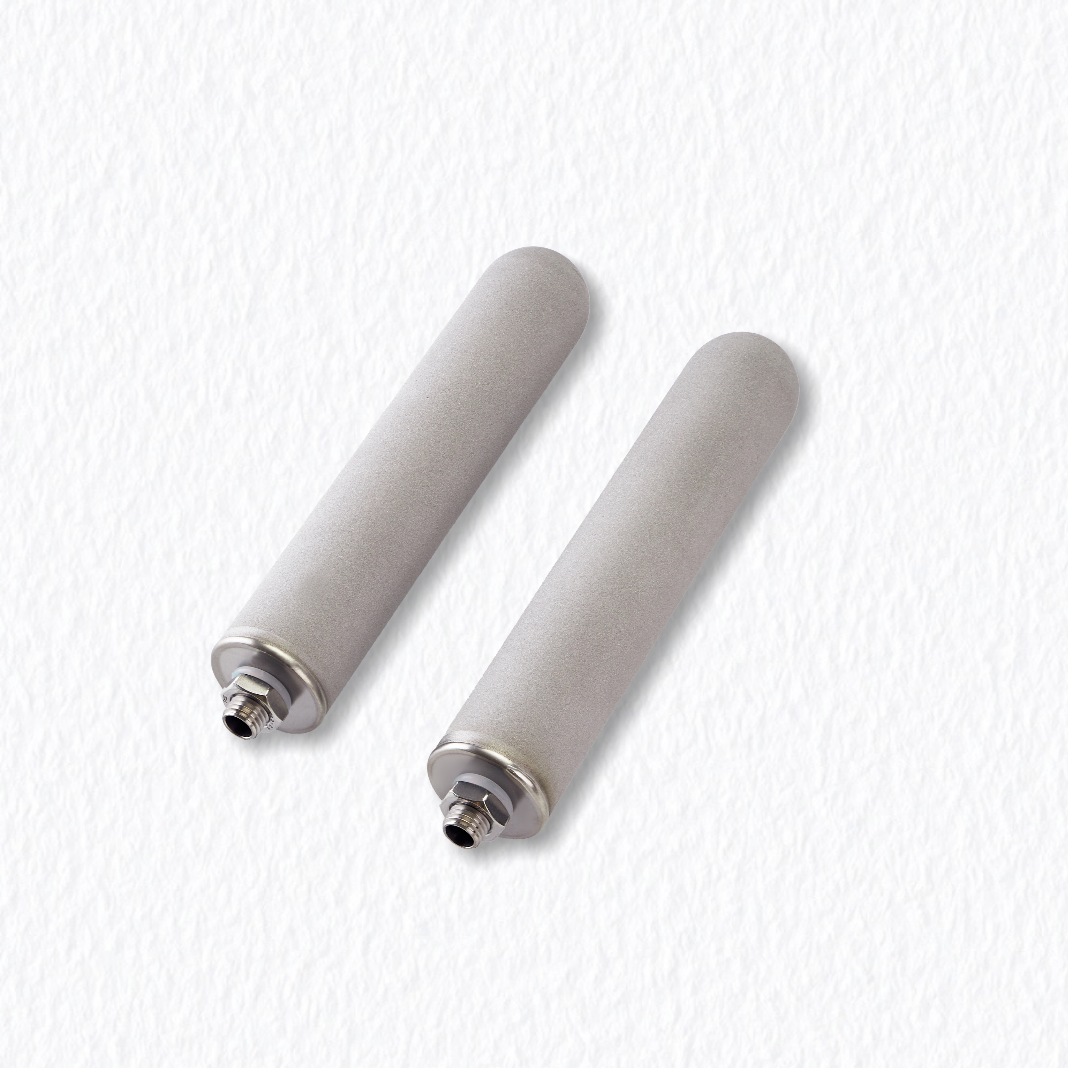 Angled view of porous titanium powder sintered filter for chemical processin