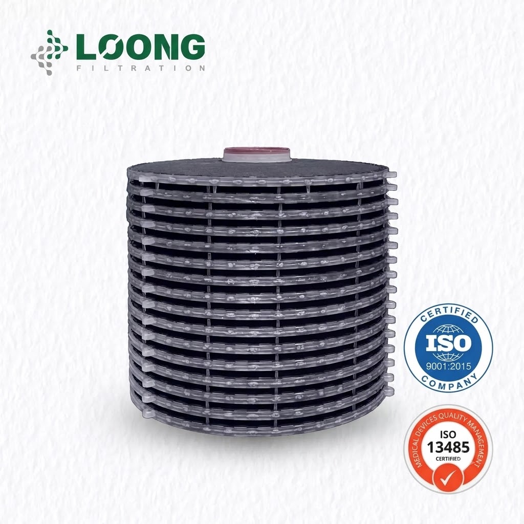8500d8cLOONG FILTRATION activated carbon depth stack filter module for liquid purification